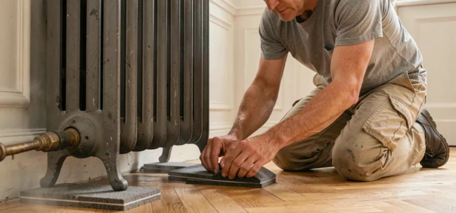 Protéger un parquet fragile : astuces pour poser un radiateur en fonte sans risque